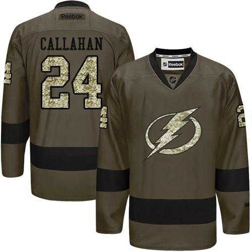 Glued Tampa Bay Lightning #24 Ryan Callahan Green Salute to Service NHL Jersey